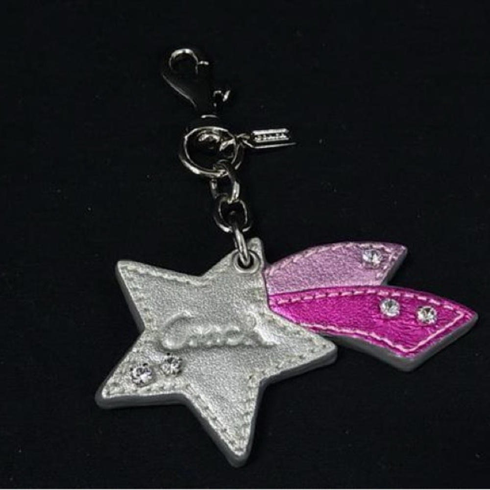 Coach Silver and‎ Pink Star Keychain